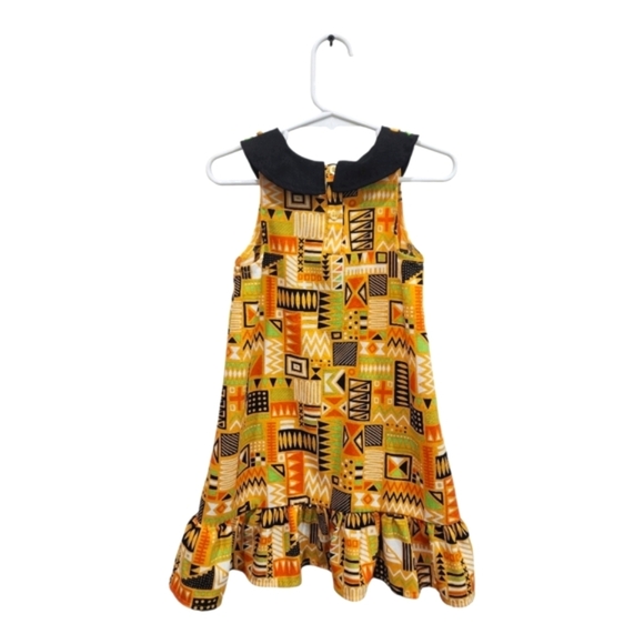 Little Lass Sleeveless Yellow Tribal Print Toddler Dress Size 4T - Picture 9 of 9